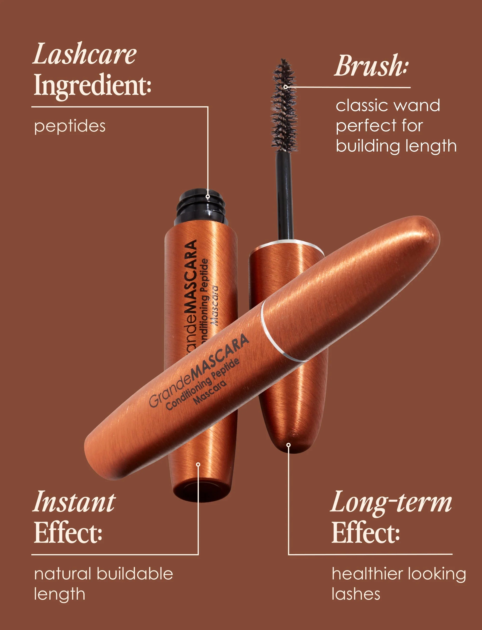 GrandeMASCARA Conditioning Peptide Mascara - Brown