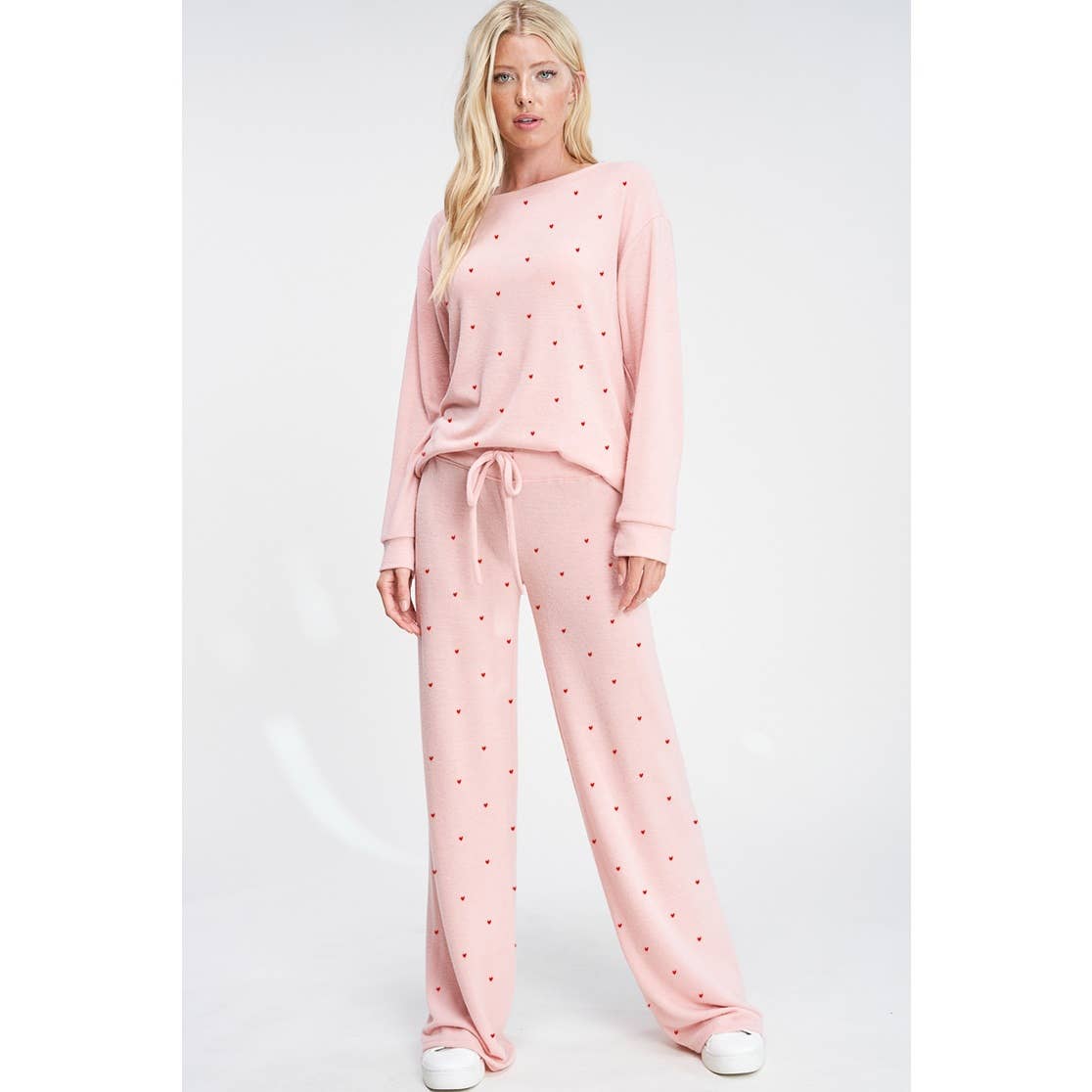 Tiny Heart Allover Print Soft Loungewear Set