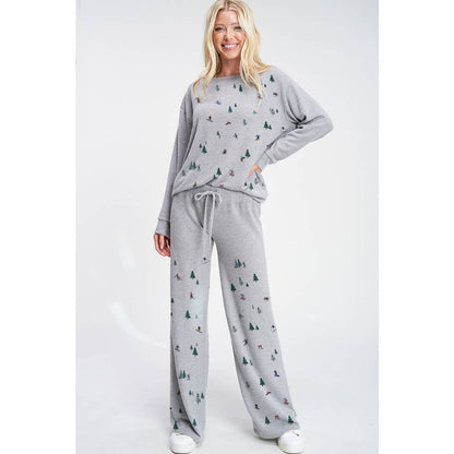 Christmas Forest Print Soft Loungewear Set