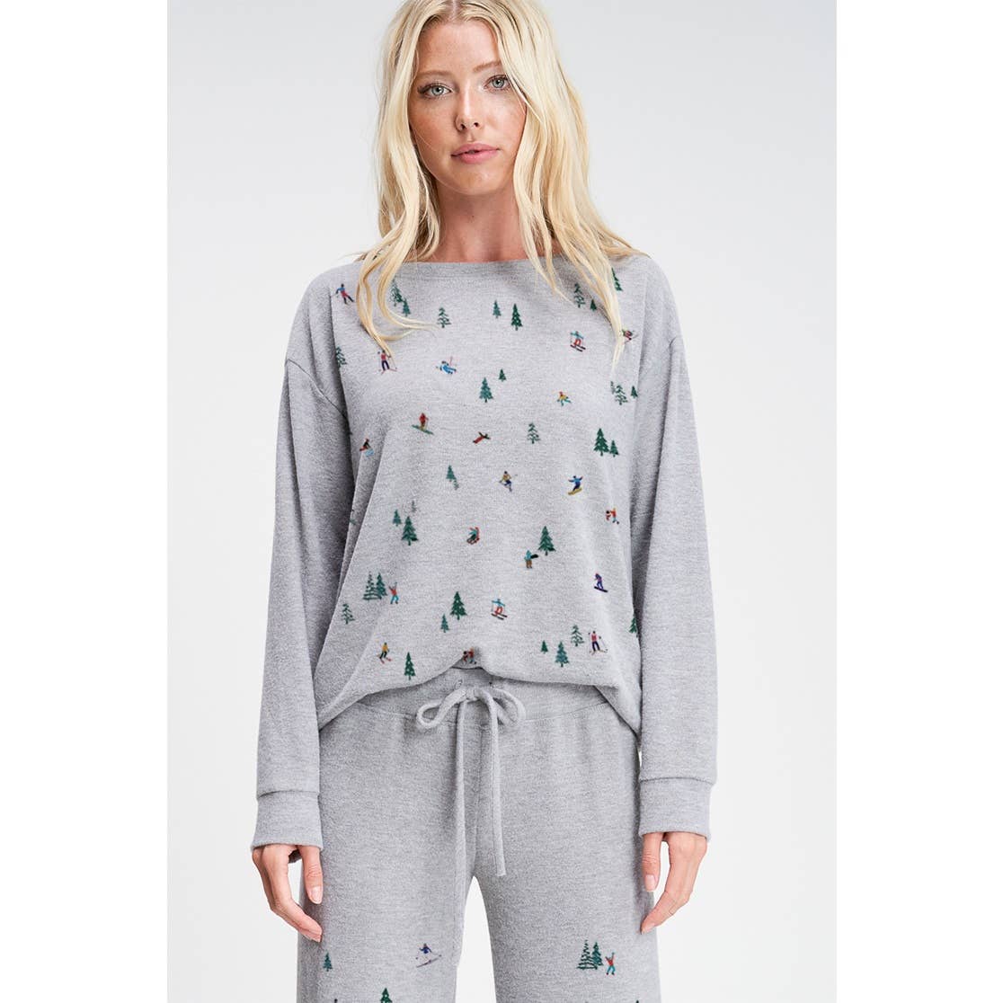 Christmas Forest Print Soft Loungewear Set