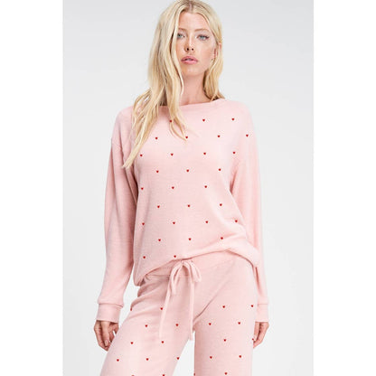 Tiny Heart Allover Print Soft Loungewear Set