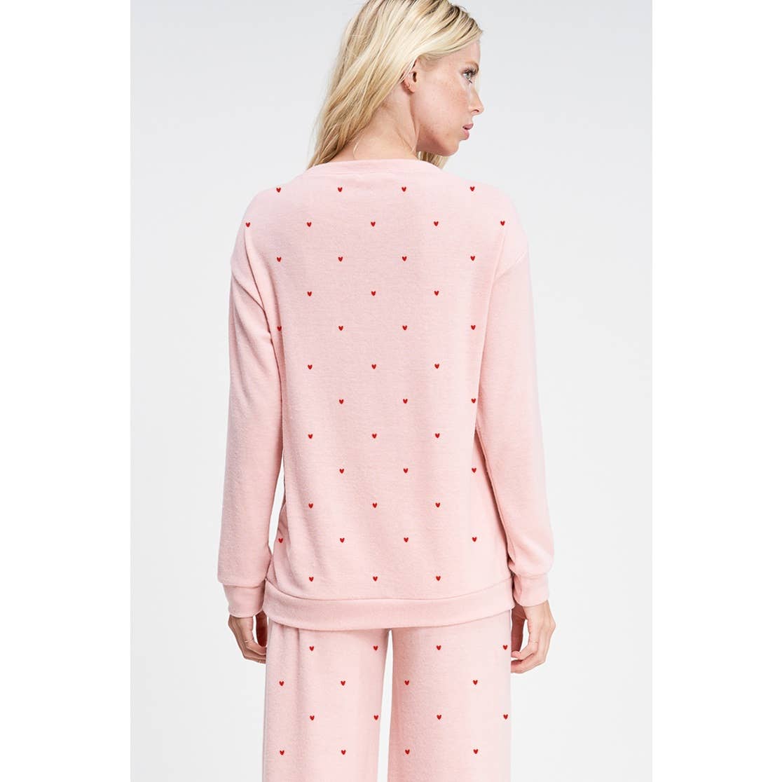 Tiny Heart Allover Print Soft Loungewear Set