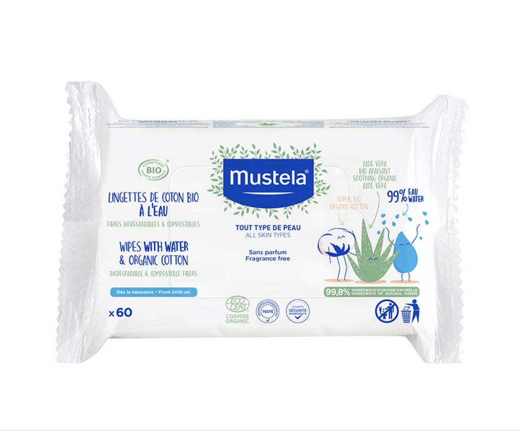 Mustela BIO Organic Cotton With Water Wipes x60