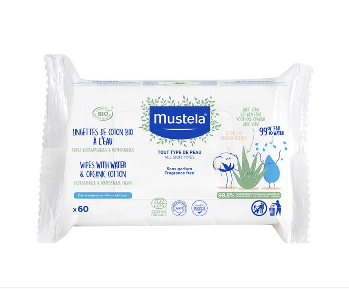 Mustela Wipes with Water and Organic Cotton